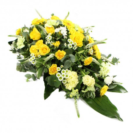 Yellow Single Ended Funeral Coffin Spray SYM-302